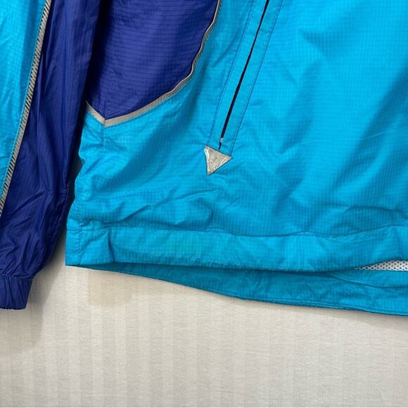 Adidas Blue Windbreaker Rain Slicker Running Jacket Size Medium Sporty Athletic - Picture 6 of 8